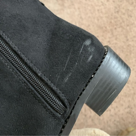 Bebe Womens Bling Black Suede Midolo Chelsea Booties w/rhinestones size fall 7M - Picture 6 of 6